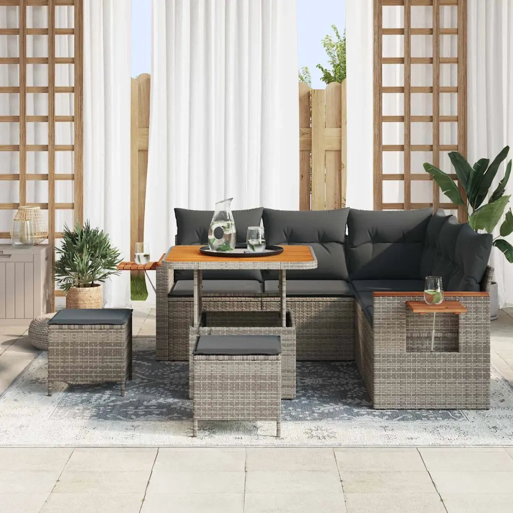 Set Divano da Giardino con cuscino 9 pcs Grigio polyrattan 3365123