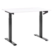 Scrivania regolabile manualmente in altezza Piano del tavolo legno bianco Telaio in acciaio nero 120 x 72 cm Piedi quadrati Design moderno Ufficio