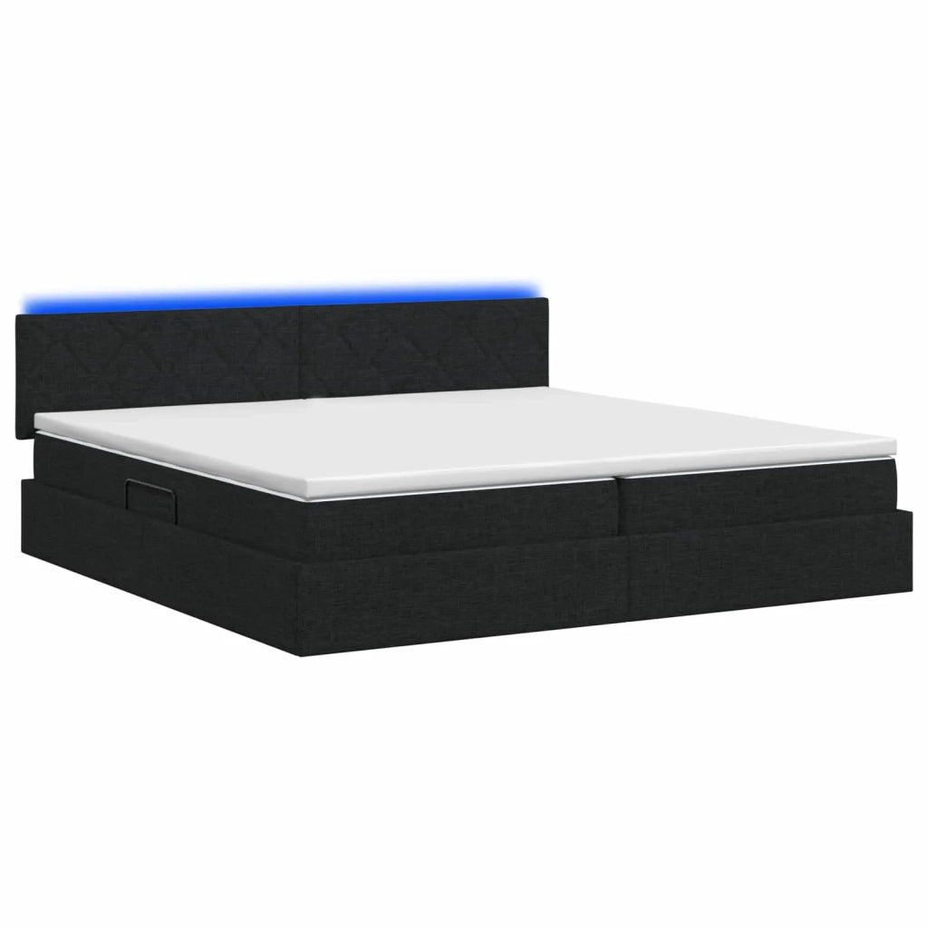 Letto con contenitore LED e materasso Nero 200 x 200 cm Tessuto 3459149