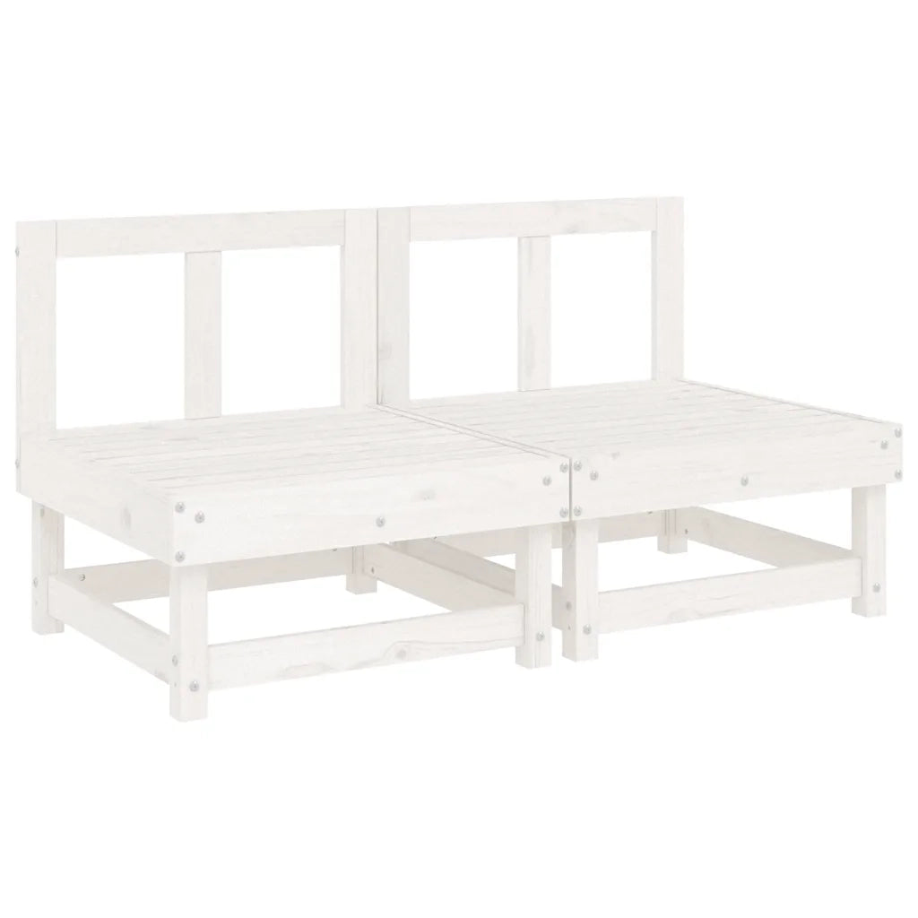Divano componibile-Divani Centrali con Cuscini 2 pz Legno Massello di Pino Bianco 245216