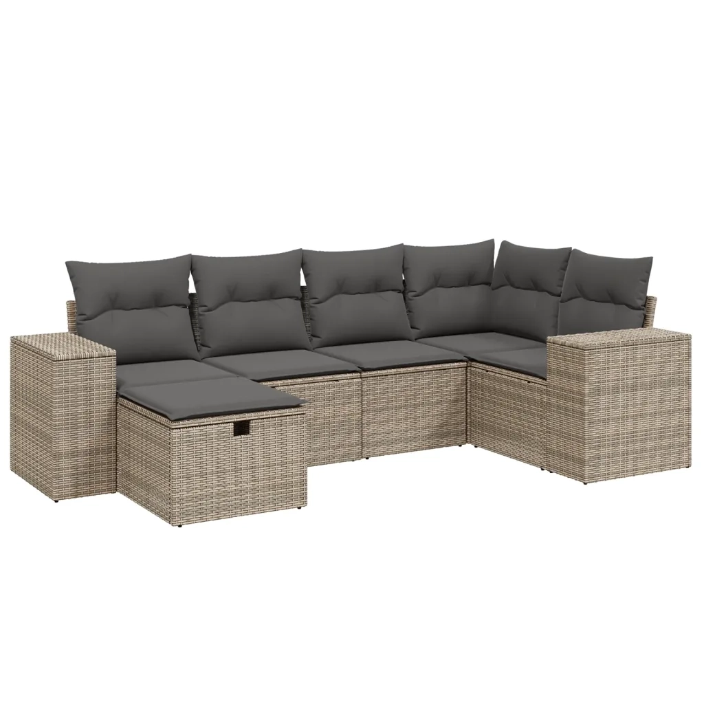 Set Divano da Giardino 6 pz con Cuscini Grigio in Polyrattancod mxl 89707