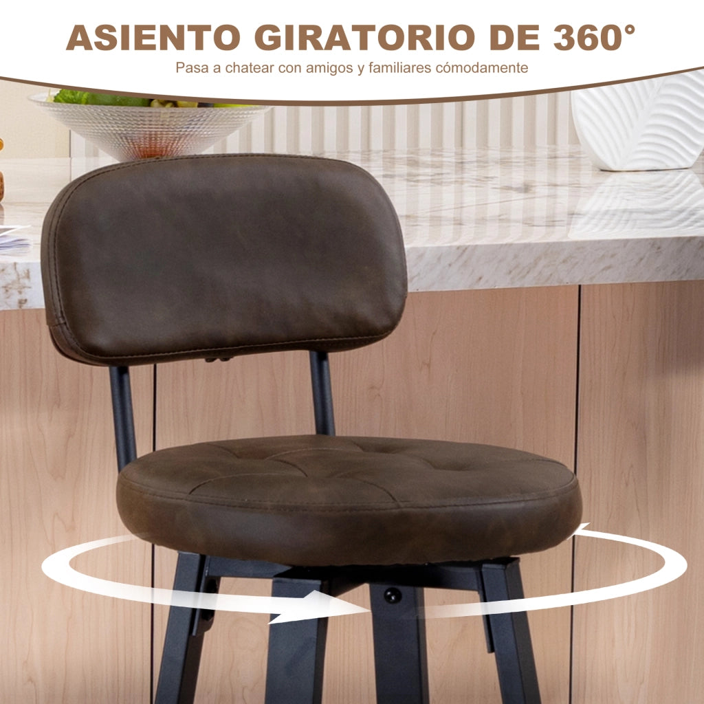 Sgabelli da cucina alti girevoli imbottiti ¨C Minimal ¨C PU marrone scuro con struttura in metallo