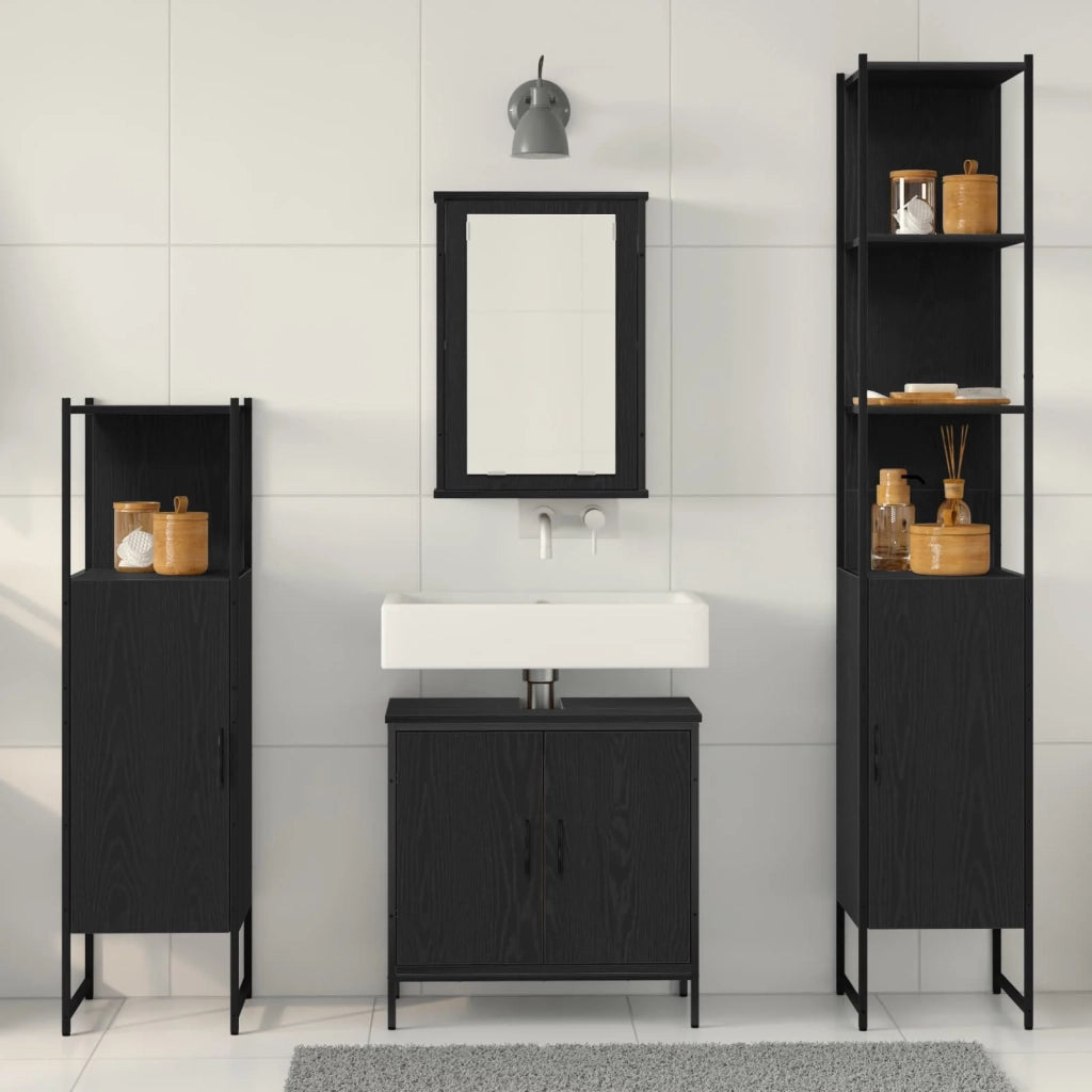 Set di mobili per il bagno 4 pcs Nero Legno multistrato 3334435