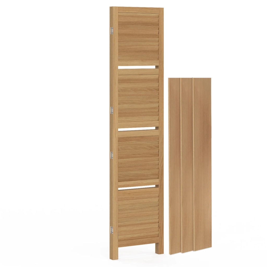 IDMarket - Paravento interno a 3 pannelli a scomparsa con 3 ripiani in legno
