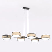 Lampada a sospensione Drumz in acciaio nero e rattan