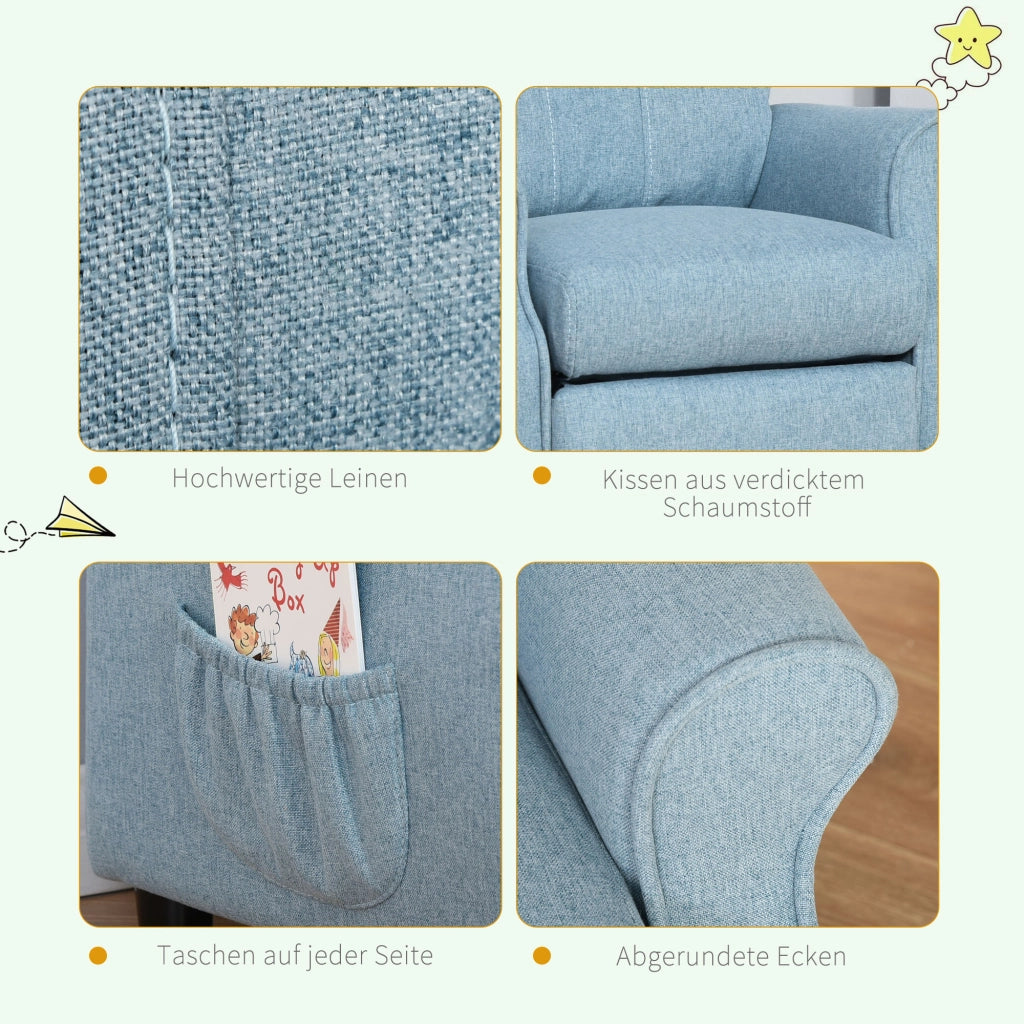 Divano per bambini con schienale regolabile e braccioli ¨C zephmum ¨C Blu