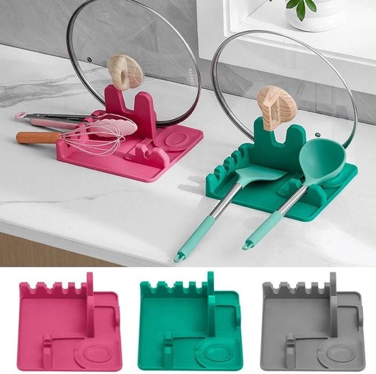 Opbergrek per resistenza termica per copri casseruola, forchetta in silicone, spatola e coltello per uso domestico - rosa