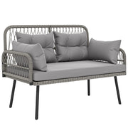 Divano da giardino 2 posti con cuscini e braccioli ¨C zephmum ¨C grigio scuro in polyrattan