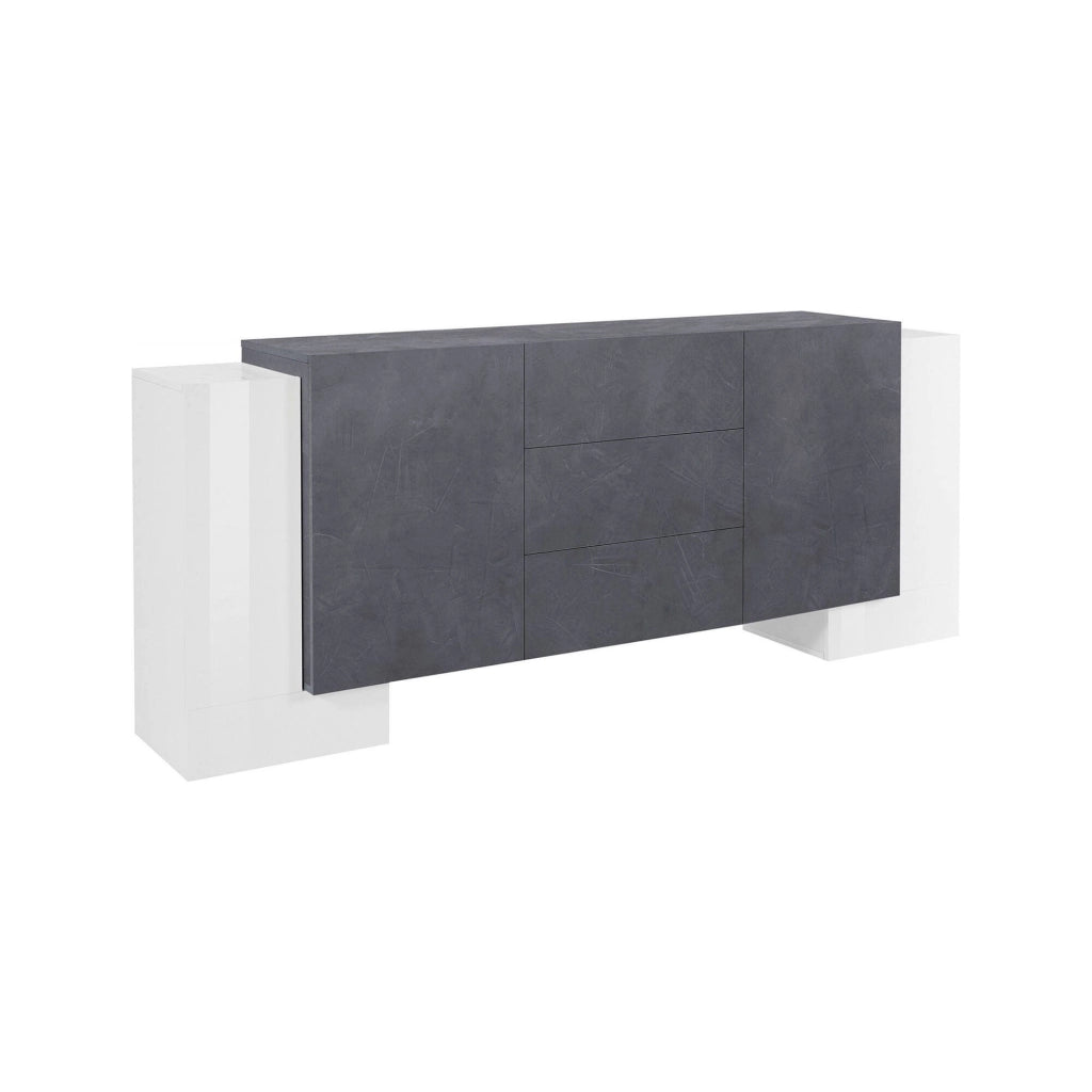 Madia Alchemy, Credenza 4 Ripiani Made in Italy, 210x45x85h cm Bianco Lucido