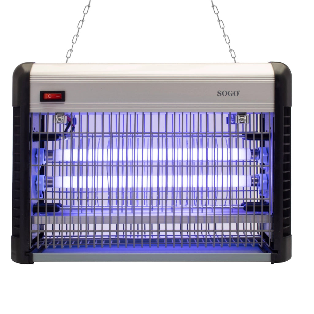 Lampada antizanzare elettrica UV-A LED 27W, copertura 50mq, griglia elettrificata doppio tubo 8W, vassoio raccolta estraibile - SOGO