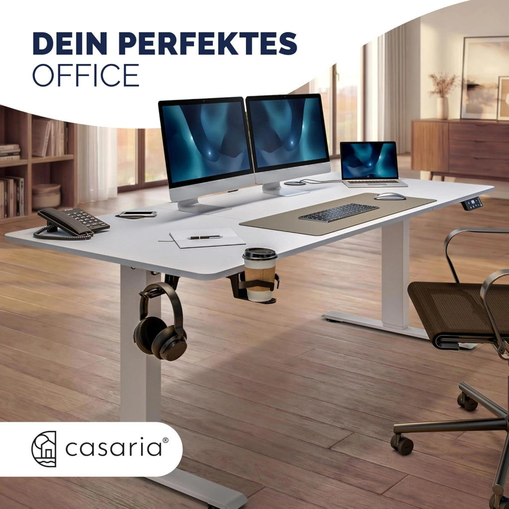 ® Scrivania Elettrica 140 x 70 cm Ergonomica Regolabile Altezza Caricatore Wireless Porta USB-C/A Display LCD Funzione Memoria Carico Max 80kg