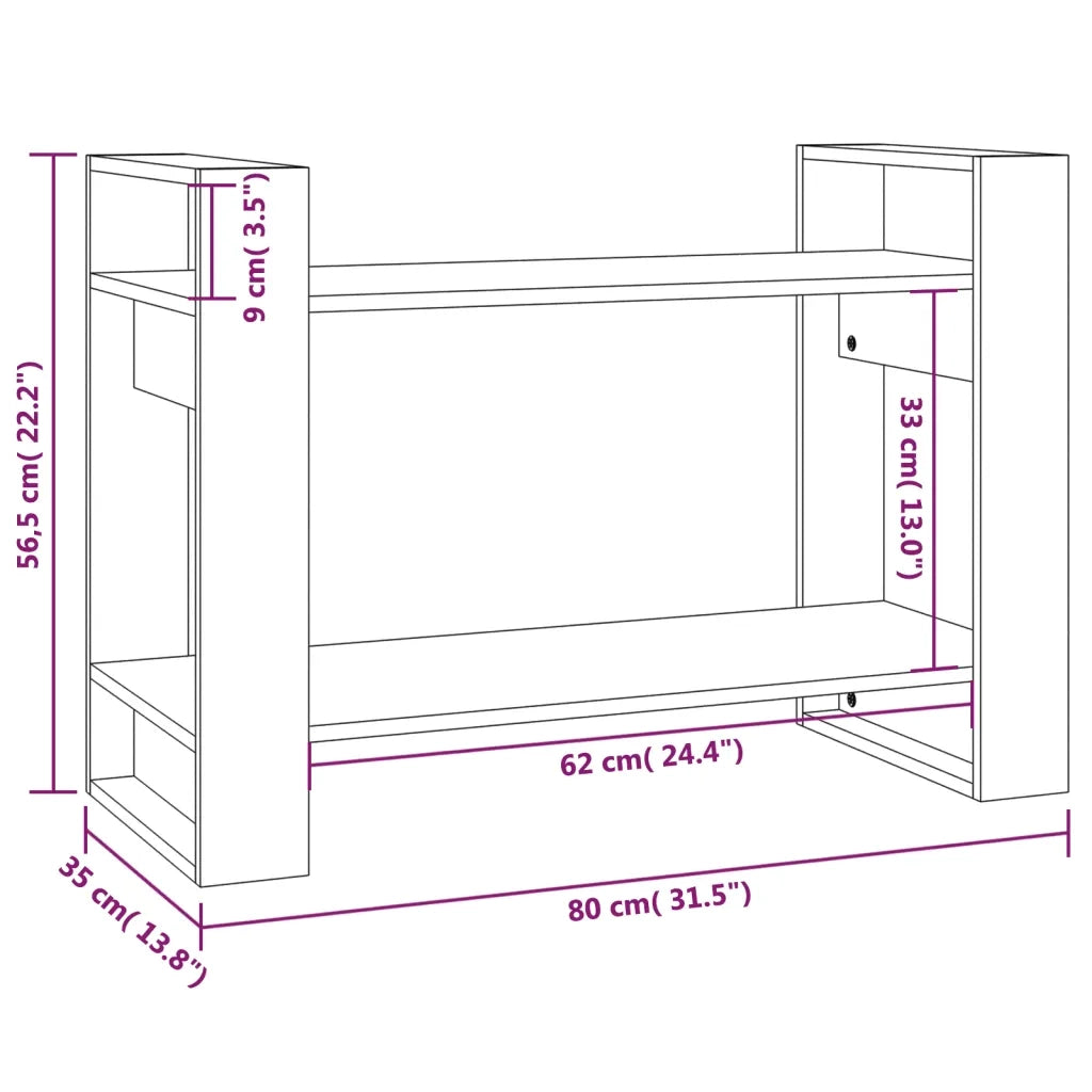 Libreria Divisorio-Scaffale per Libri-Mobile di Stoccaggio Ambrato 80x35x56,5 cm Legno Massello di Pino