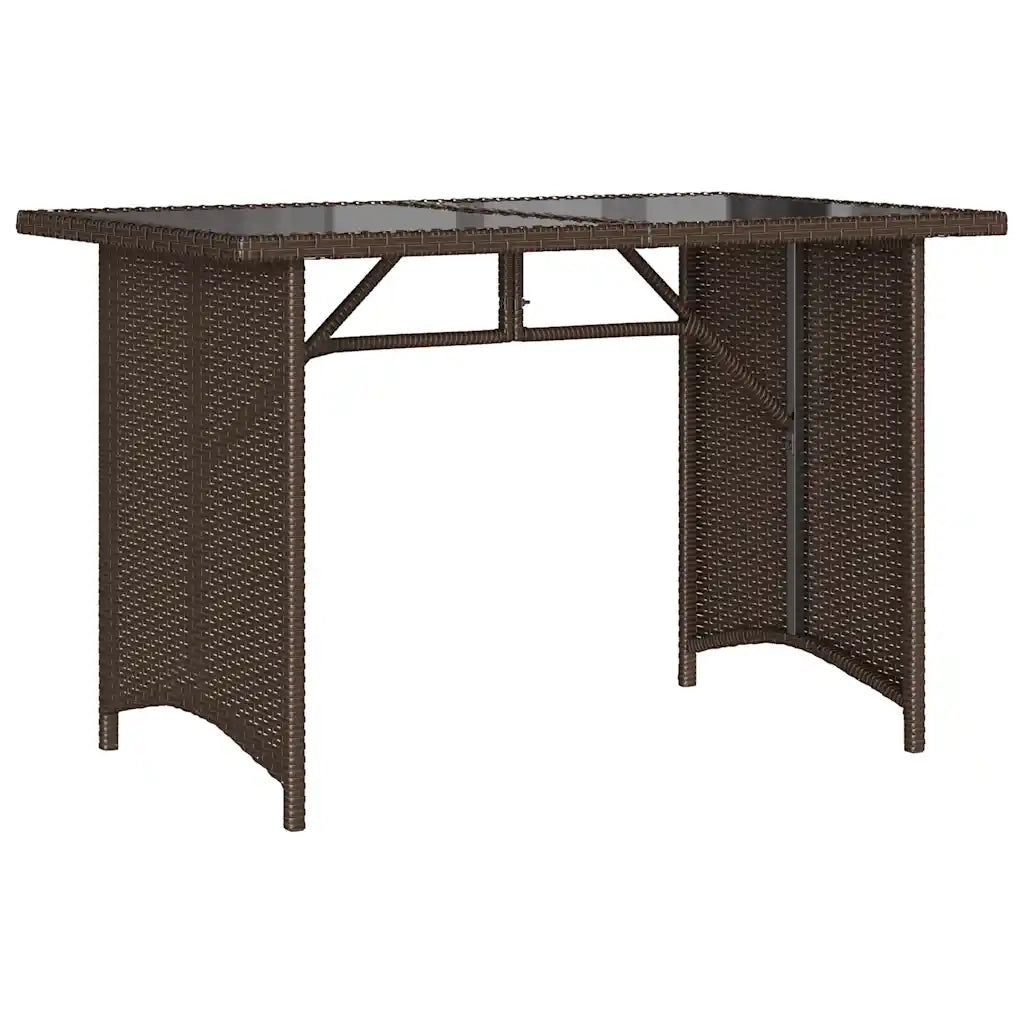Tavolo Giardino Piano in Vetro Marrone 110x68x70 cm Polyrattan 366351