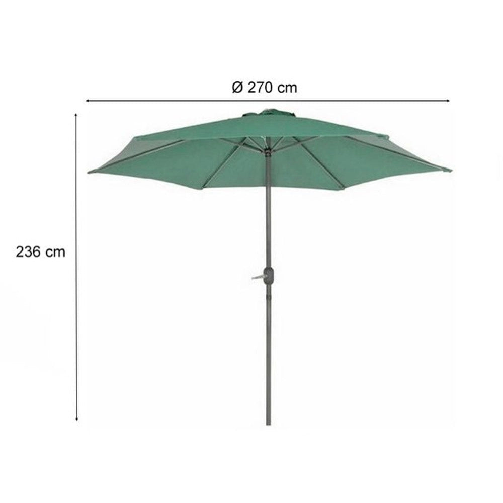 Trade Shop - Ombrellone Da Giardino Gazebo Ombrello Parasole 236xø270cm Verde Con Manovella 206423 -