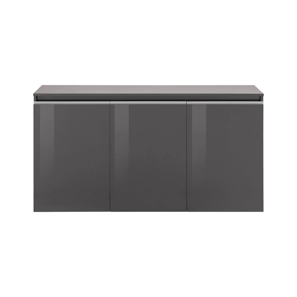Credenza Andesina, Madia di design a 3 ante, Made in Italy, Mobile Porta TV, Buffet da soggiorno, cm 150x40h81, Antracite lucido