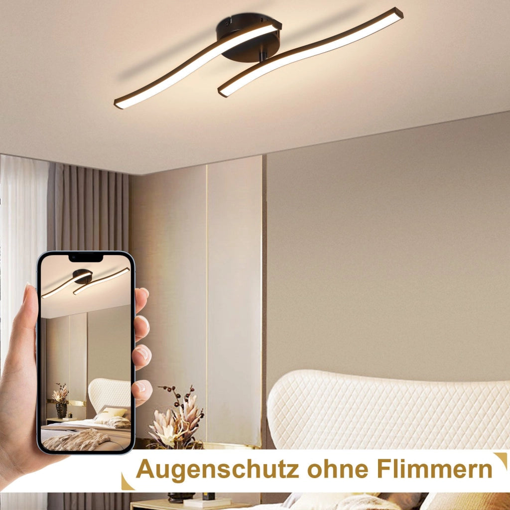 ZMH Lampada da soffitto LED nera design ondulato 3000K per soggiorno corridoio cucina