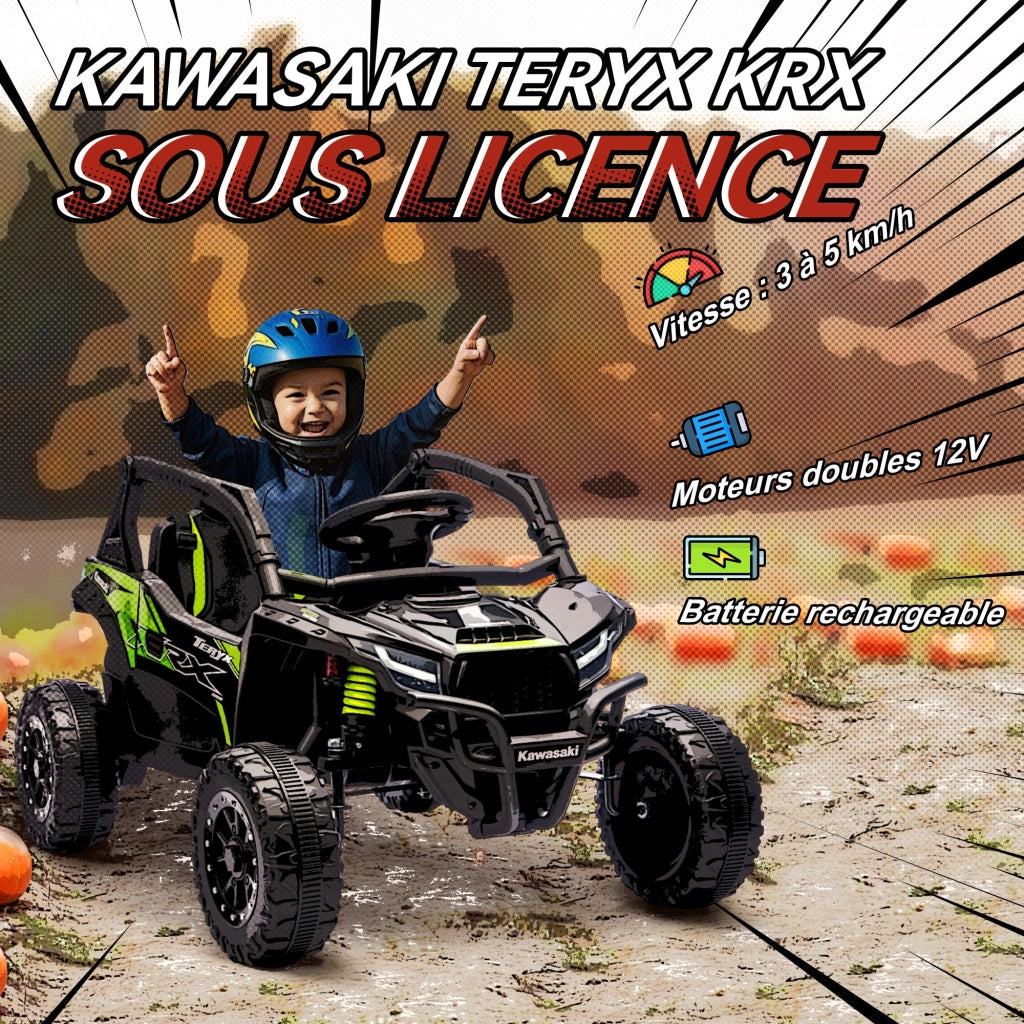 Veicolo elettrico per bambini UTV KAWASAKI TERYX KRX 1000 ¨C zephmum ¨C 100x64x56 cm nero