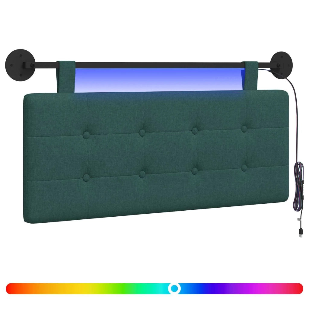 Testiera sospesa Con luce LED Verde Scuro Tessuto