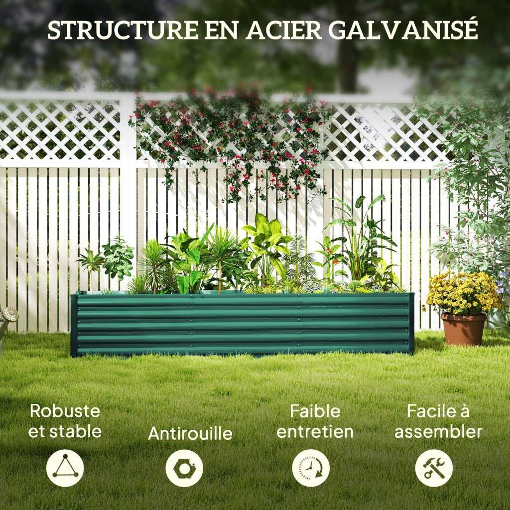 Orto rialzato in acciaio galvanizzato - Xylo - 240x40x45 cm verde per giardino esterno