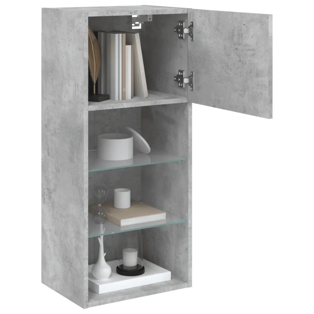 Mobile TV con Luci LED-Credenza TV-Console TV Grigio Cemento 40,5x30x90 cm
