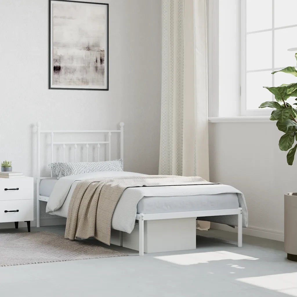 Giroletto con Testiera Metallo Bianco 90x190 cm 353578