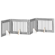 Cancello per cani con supporti 4 pz Grigio Sonoma 80 x 60 cm CFW9331623