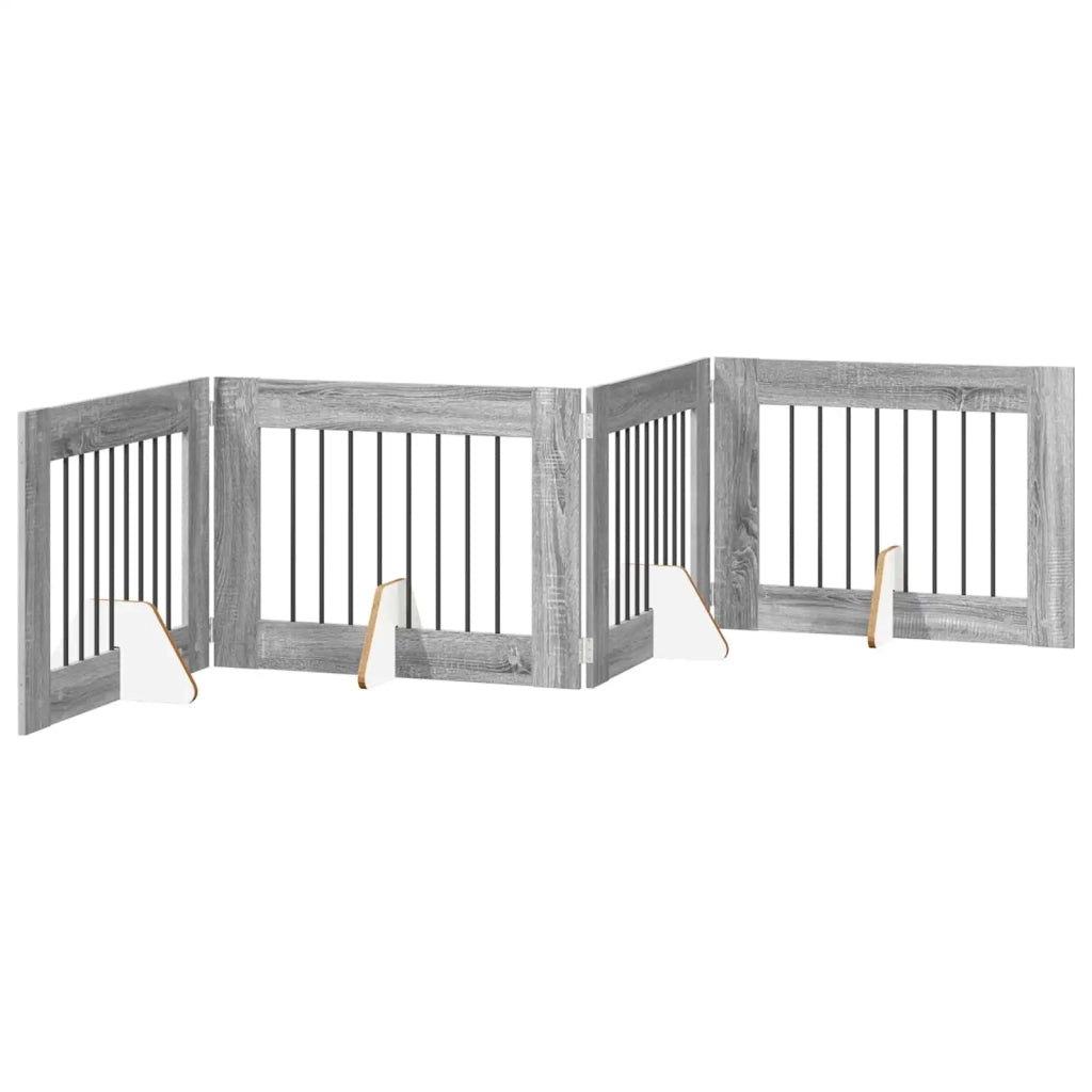 Cancello per cani con supporti 4 pz Grigio Sonoma 80 x 60 cm CFW9331623
