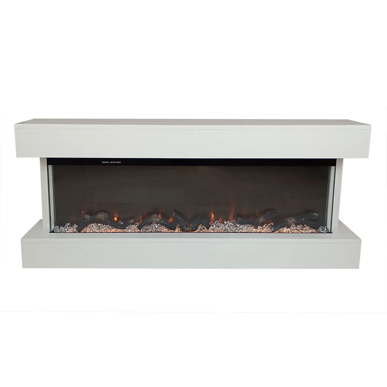 Camino Elettrico da Parete o Incasso Alaro Plus 127x18x52 cm Effetto Fiamma Telecomando in MDF Bianco