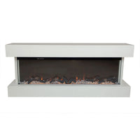 Camino Elettrico da Parete o Incasso Alaro Plus 127x18x52 cm Effetto Fiamma Telecomando in MDF Bianco