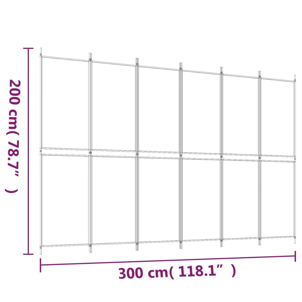 Divisorio a 6 Pannelli Nero 300x200 cm in Tessuto 350241