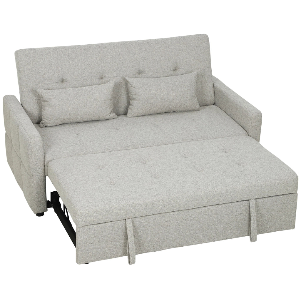 Divano 2 Posti Convertibile in Divano Letto Clic Clac con 2 Cuscini in Tessuto. Marrone Chiaro