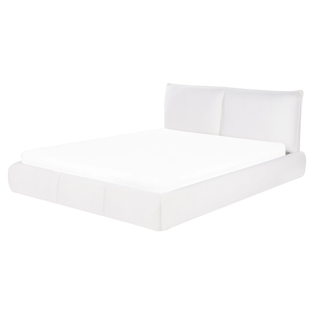 Letto matrimoniale ad acqua imbottito in tessuto boucle bianco 160x200 cm Vinay