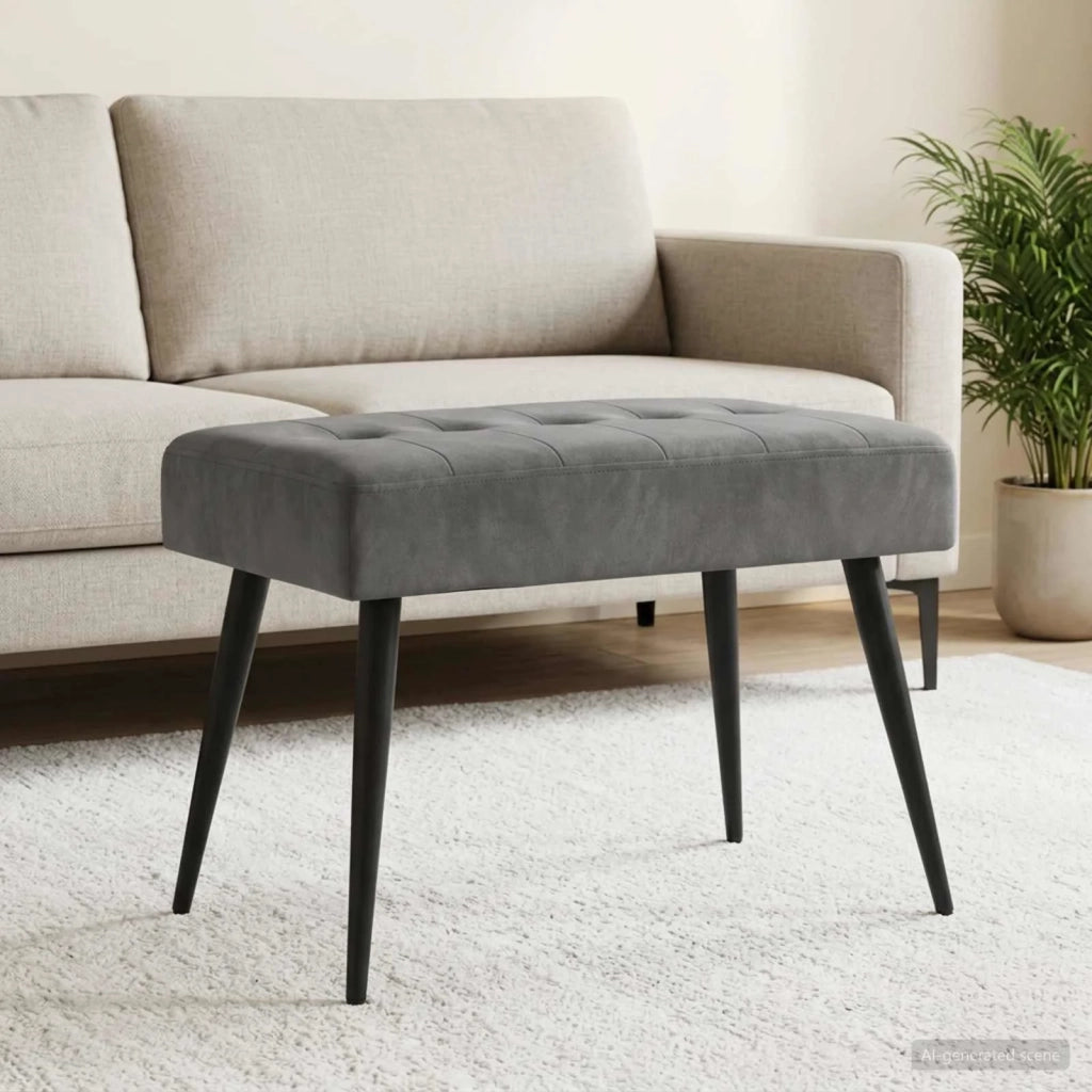 Panchina con bottoni imbottiti Grigio Scuro 60 x 40 x 45 cm 42038502