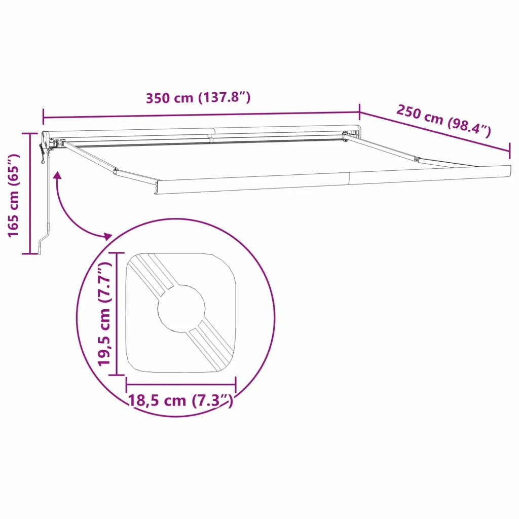 Tenda da Sole Bianco 350 x 250 x 165 cm Poliestere e Alluminio 3330370