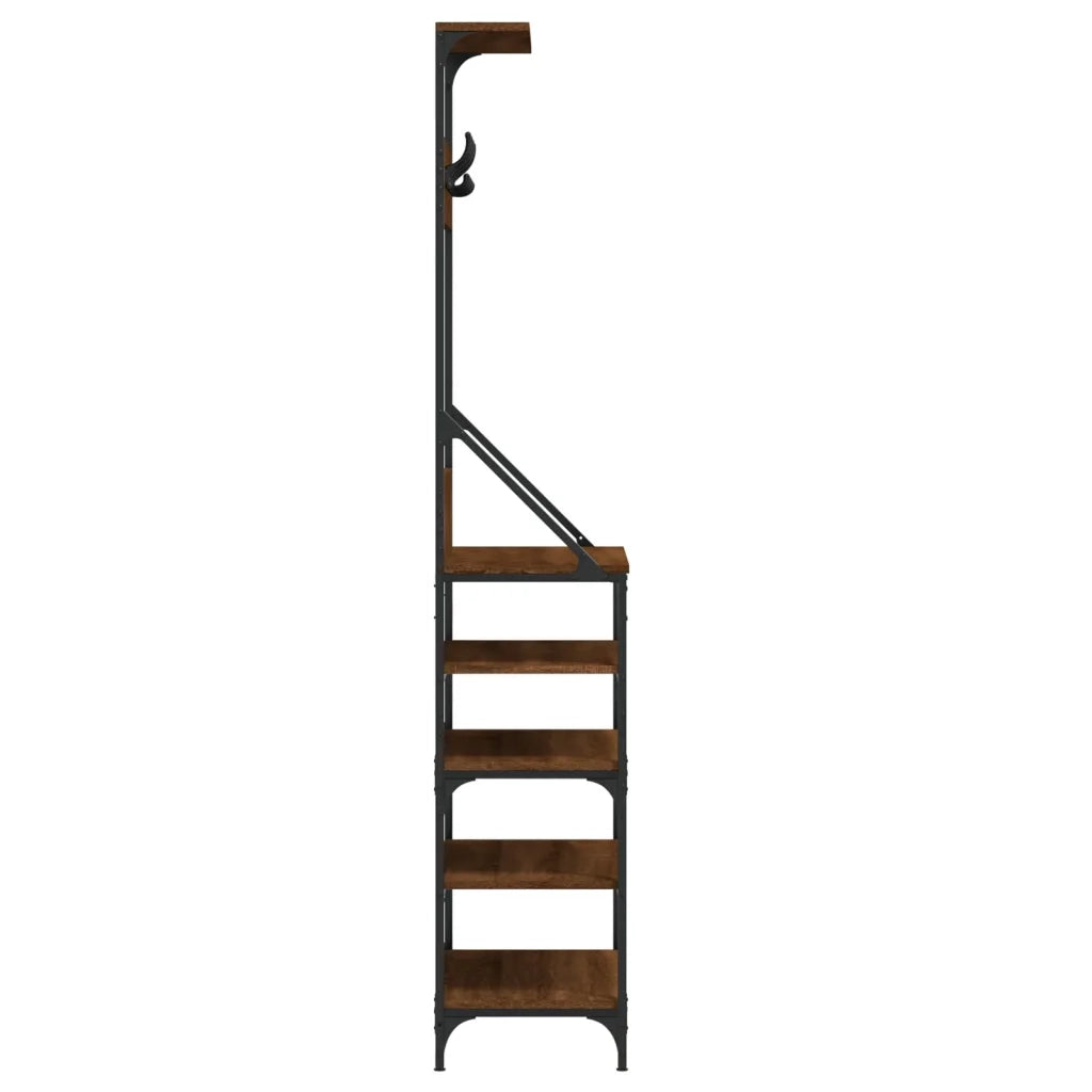 Appendiabiti con Porta Scarpe-Scarpiera con Appendiabiti Rovere Marrone 70x34x184 cm