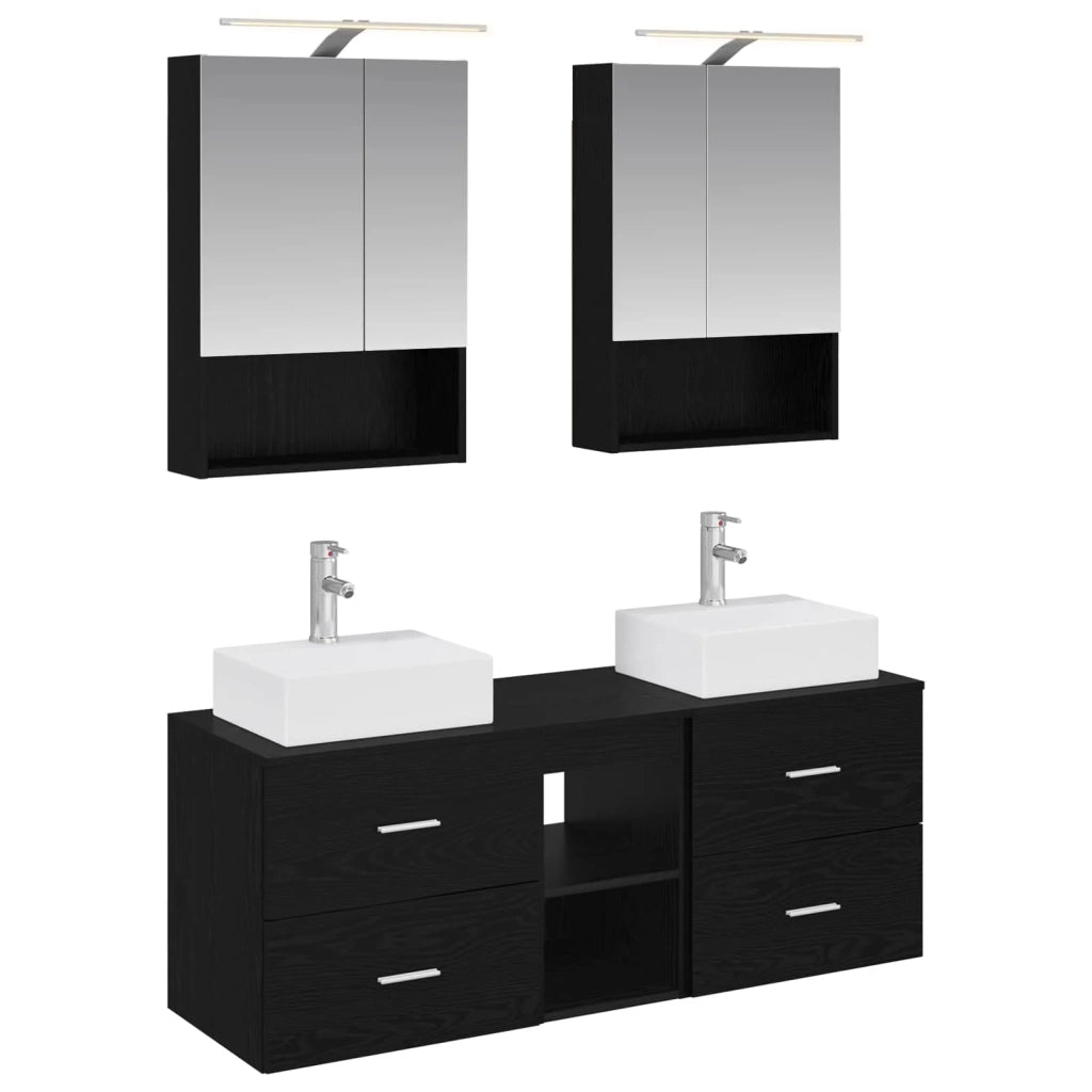 Set di mobili per il bagno 5 pcs Rovere Nero 3406800