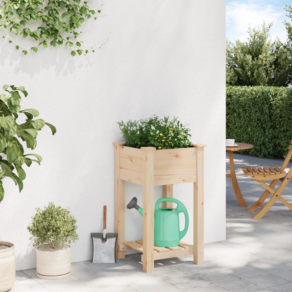 Vaso da giardino  con ripiano 45x45x76 cm in legno massello di abete