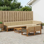 Set di divani da esterno con cuscino 9 pcs Naturale e Beige