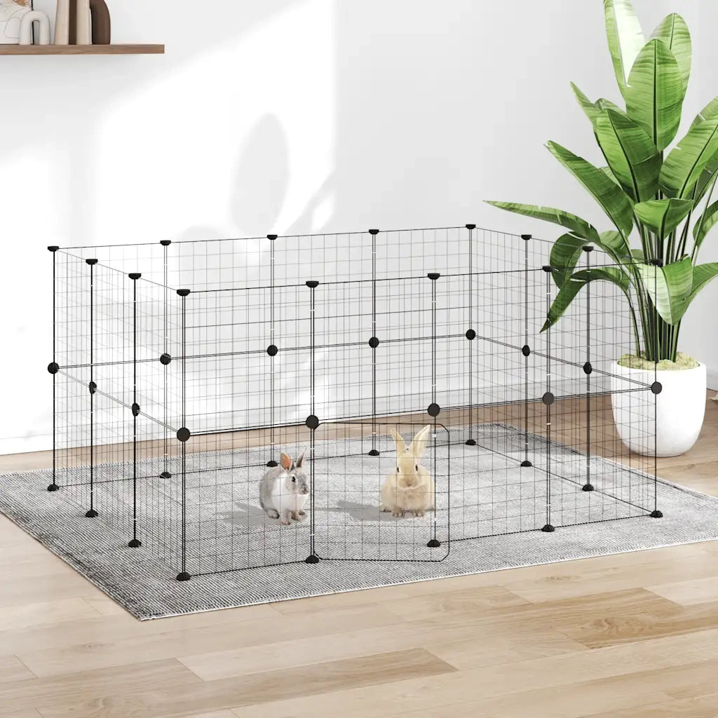 Gabbia per Animali 28 Pannelli con Porta Nero 35x35 cm Acciaio 3114038