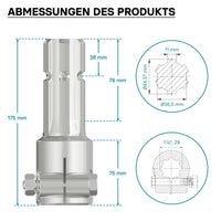 Boccola albero cardanico 175mm Attacco albero scanalato 8-32x38x6 per albero uscita 1 3/4" 6 denti
