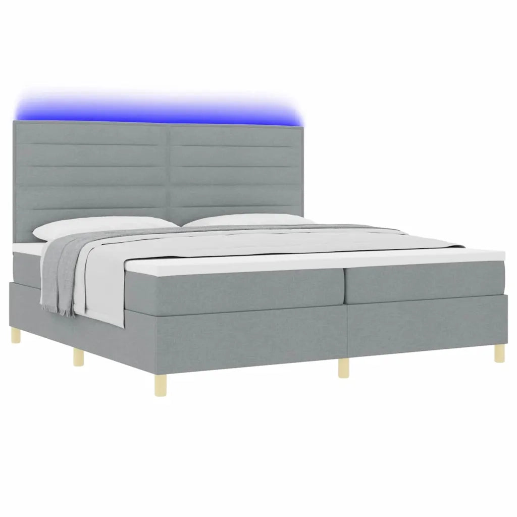 Letto a Sorgente LED Grigio chiaro 200 x 200 cm Tessuto 3343047