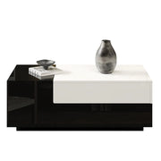 TAVOLINO DA SALOTTO 100 x 50 x 38 cm Bianco/Nero in pannello di particelle con 2 cassetti