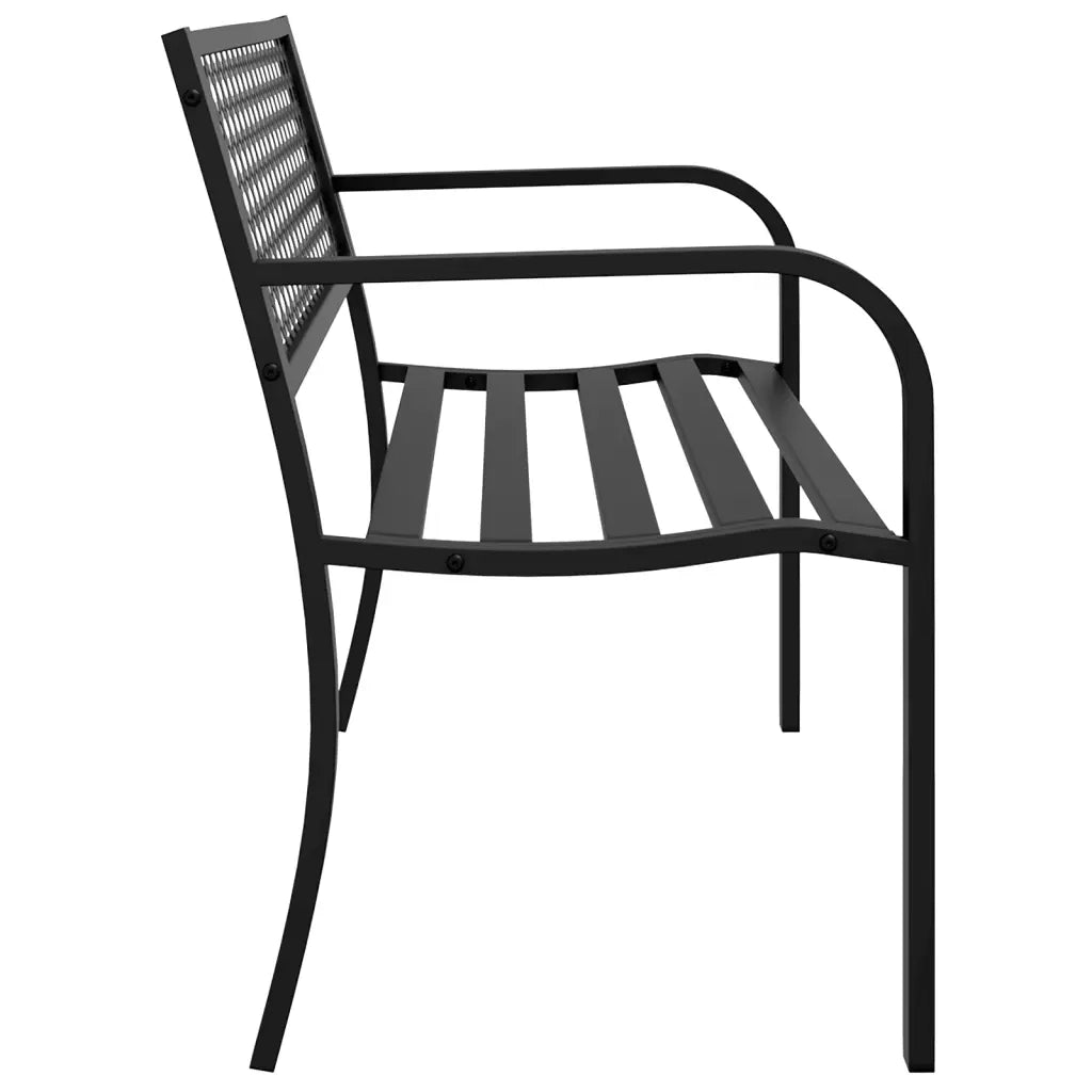 Panchina da Giardino 119 cm Nera in Acciaio 4002828