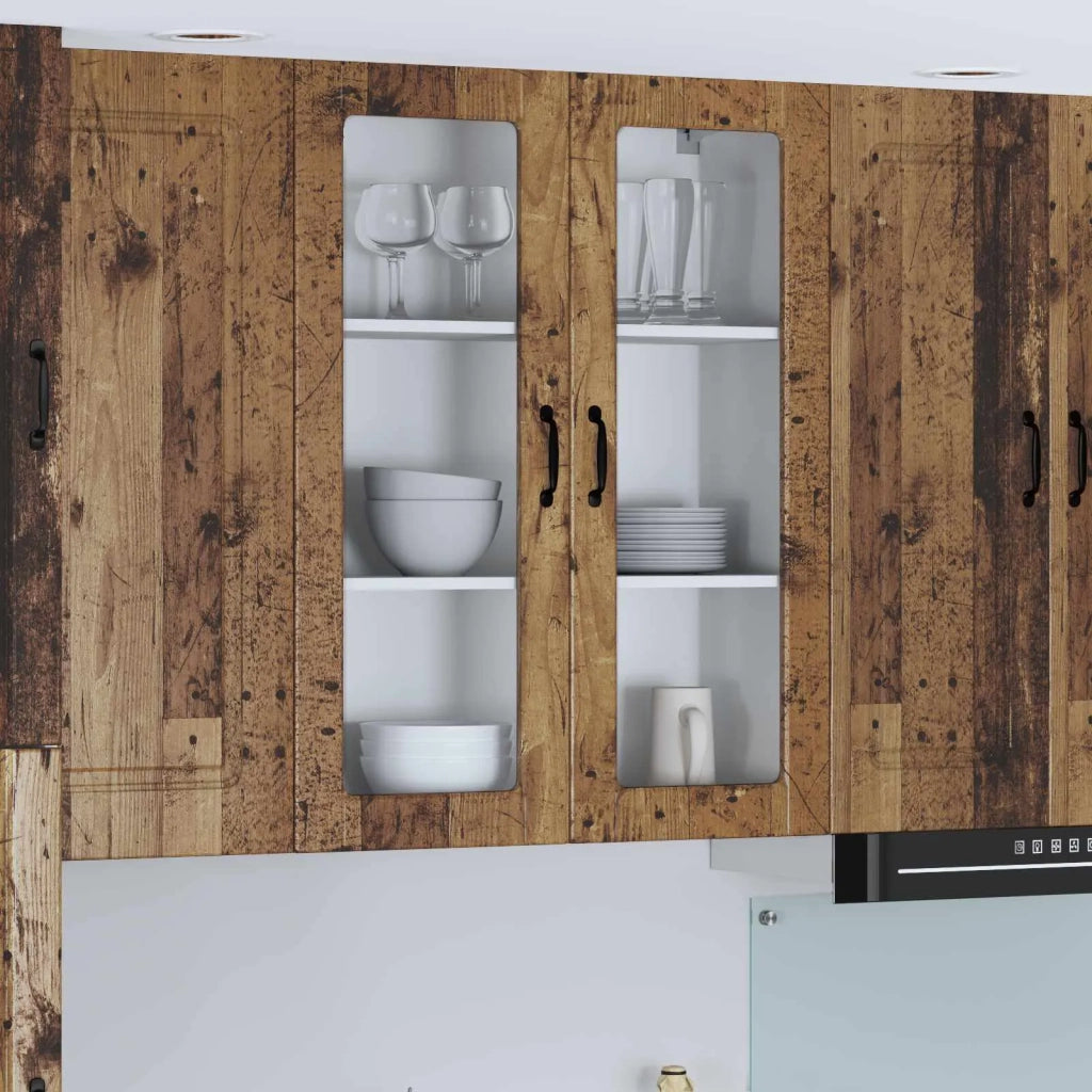 Mobile in vetro da parete LUCCA Legno antico 80 x 31 x 100 cm