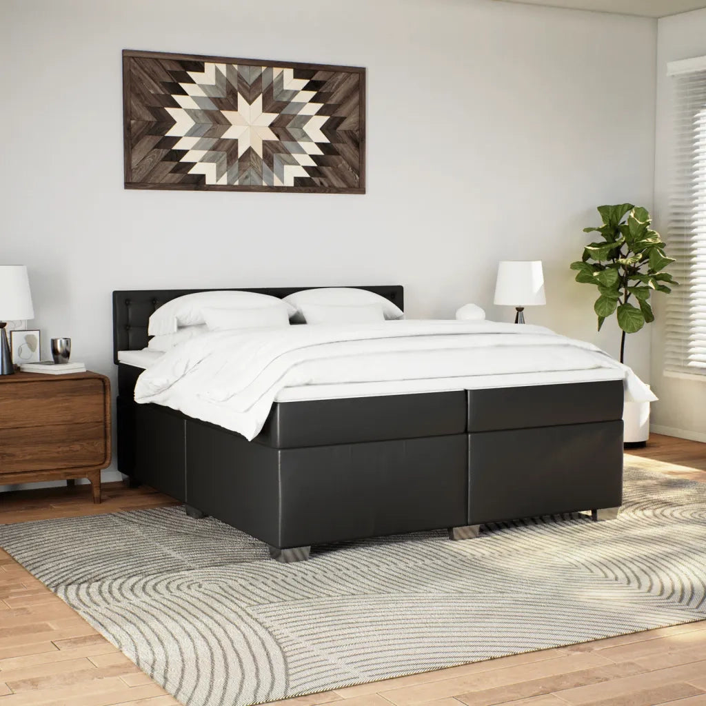 Giroletto a Molle con Materasso Nero 200x200 cm in Similpelle 3288436