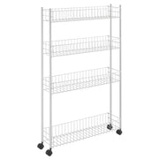 Carrello Stretto con Ripiani Scaffale con Ruote Cucina Bagno Metaltex Formato: 4 Ripiani