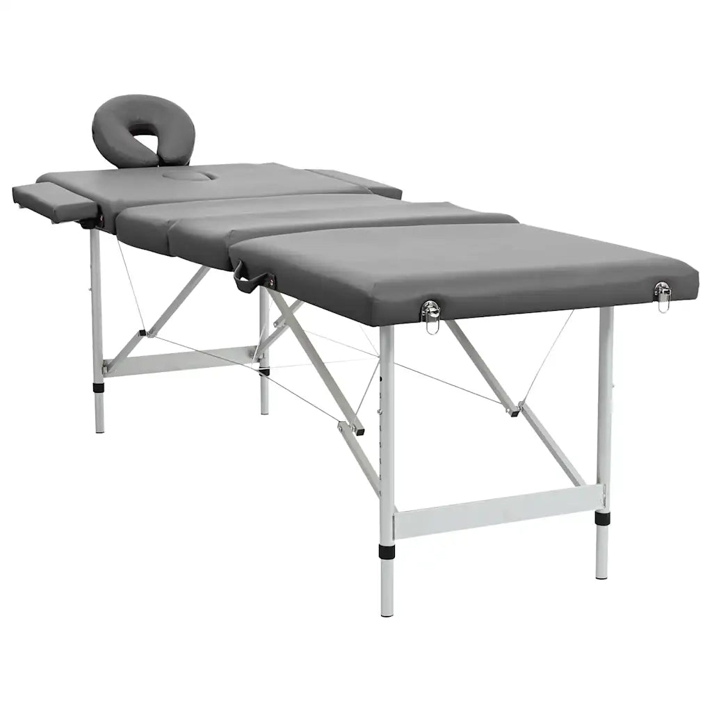 Lettino da Massaggio 4 Zone Telaio Alluminio Antracite 186x68cm 110176