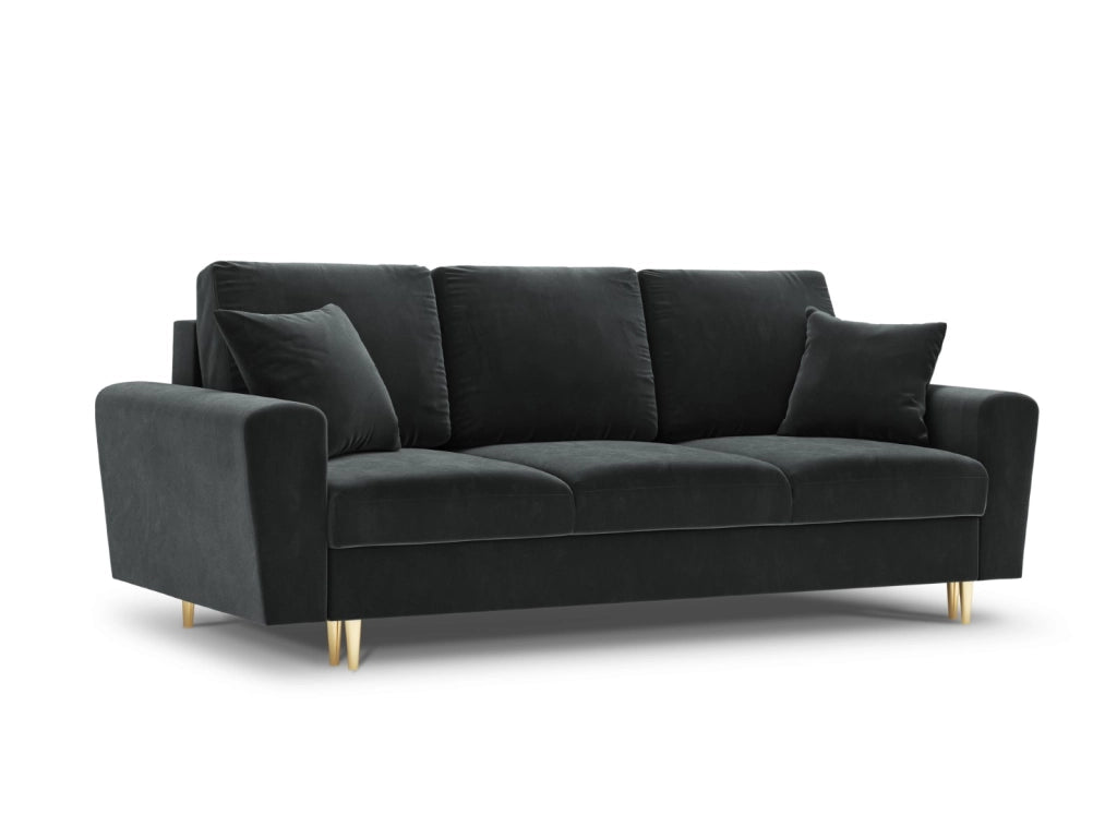 Cosmopolitan Design - Divano convertibile con contenitore "Kyoto" 3 posti in velluto grigio scuro 