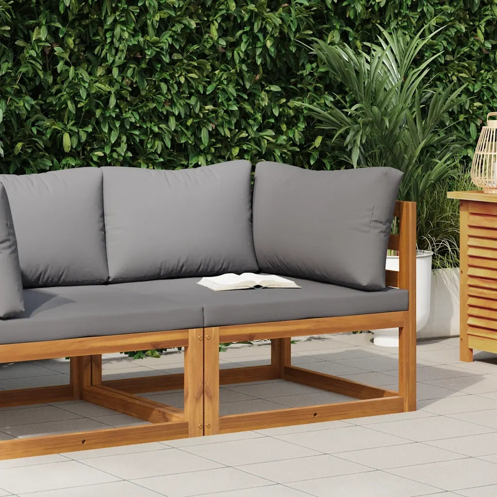 Divano Angolare Modulare Cuscini Grigio Scuro Massello Acacia 311860