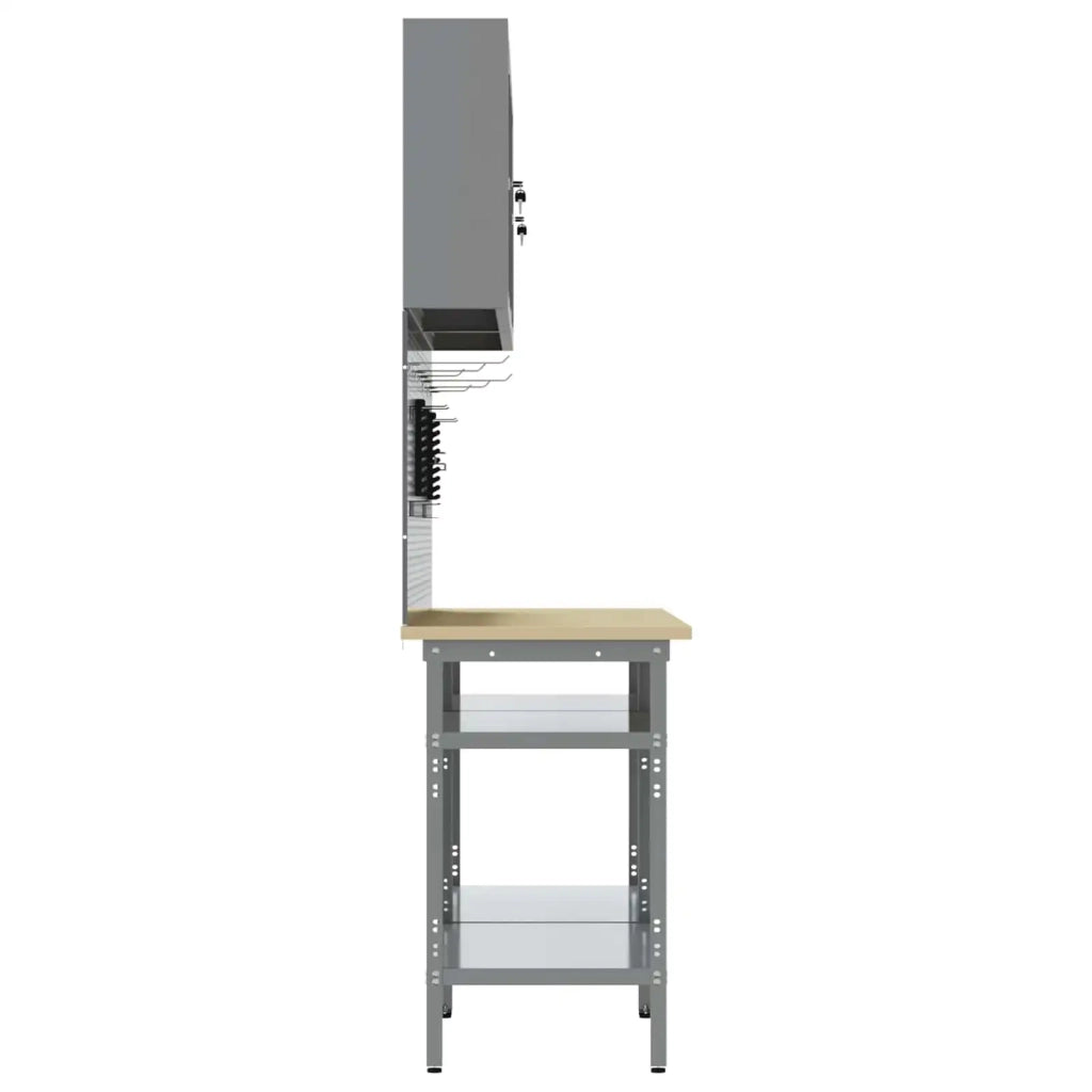 Set banco da lavoro con lo scaffale 8 pcs Nero e Grigio 3321500